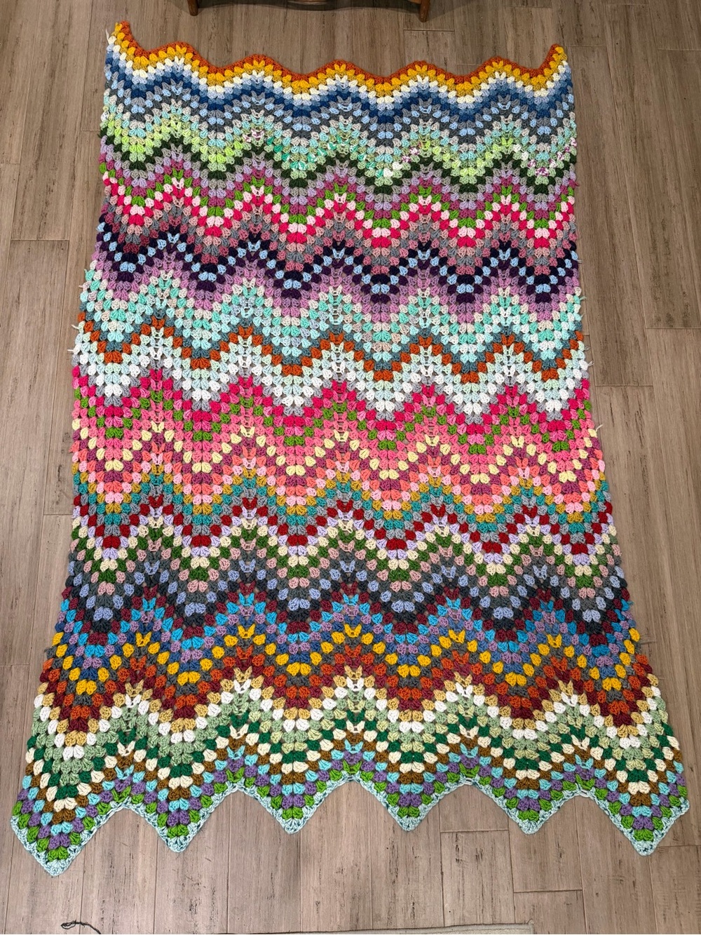 Colorful Chevron Crochet Blanket - Multi-Color Zigzag Throw
